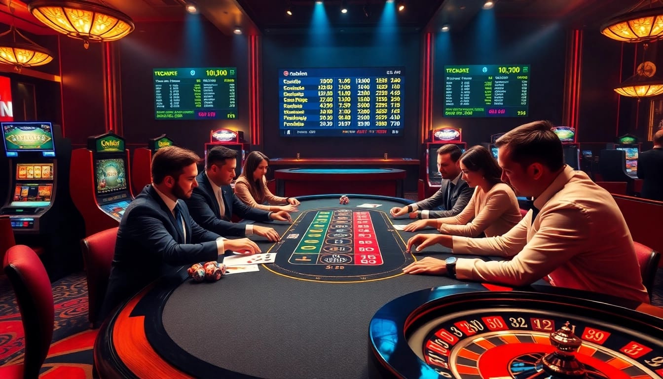 Experience the excitement of a trang cá cược uy tín casino scene with poker, slots, and betting interfaces.