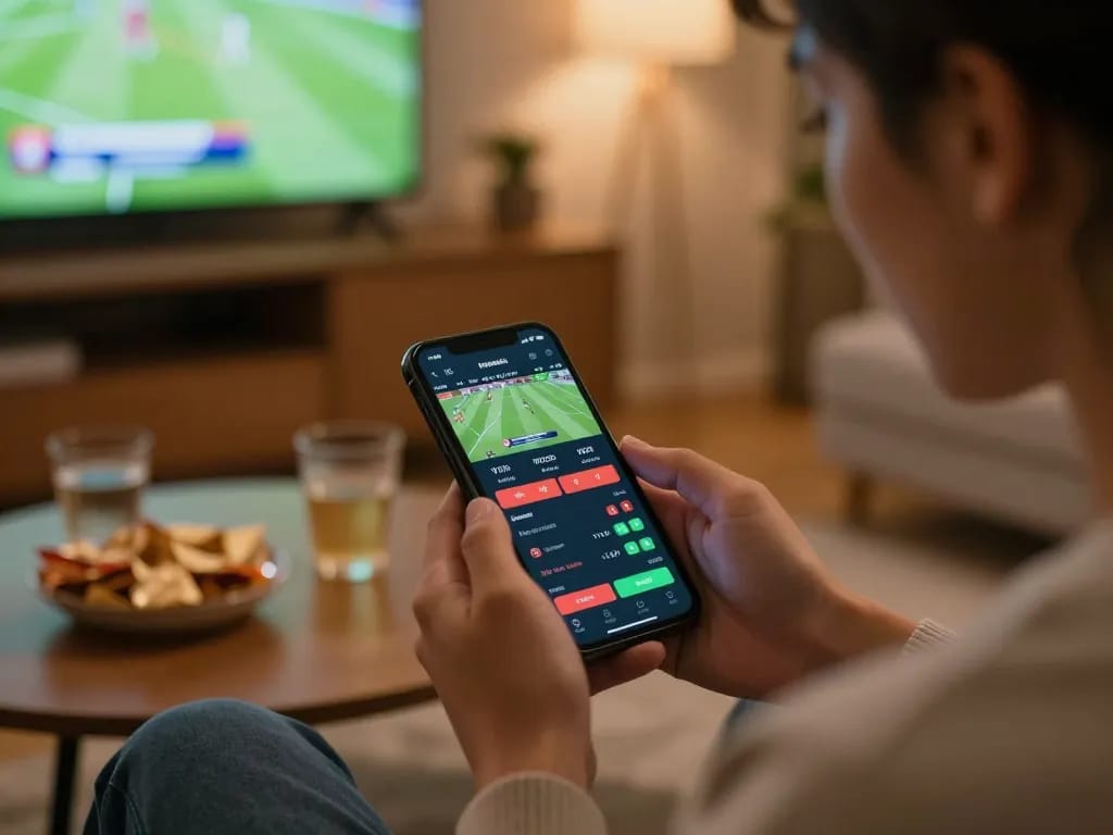 Engaging in live betting on Trang chủ Sky88's mobile app with immersive sports experience