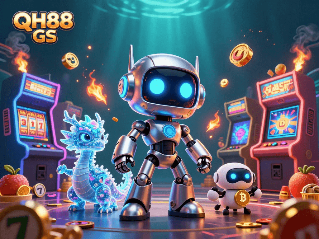 Join the excitement at QH88 GS with vibrant 3D casino characters and themes in a thrilling scene.