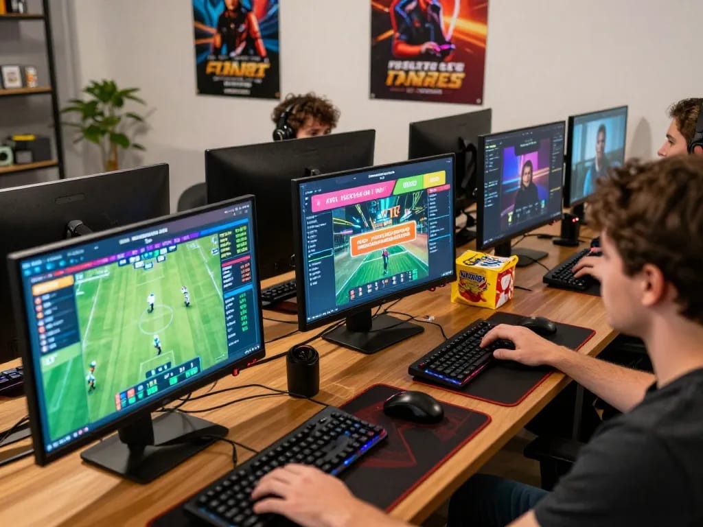 Engaged online players exploring the rikbet platform in an energetic gambling environment.