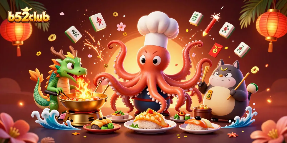 Experience the thrilling world of b52club with vibrant casino-themed characters and elements in action.