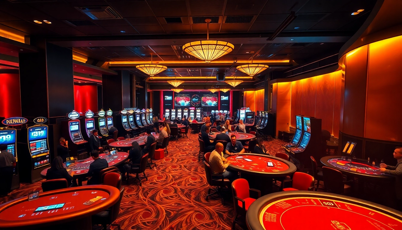 Experience the excitement of gaming at bk860s.com with vibrant casino scenes featuring engaged players and luxurious decor.
