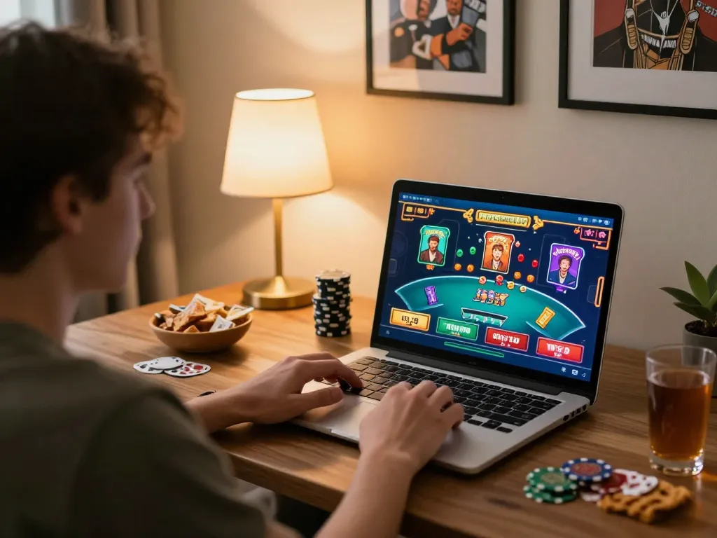 Engaging online casino gameplay at home with XX88 interface displayed on laptop.