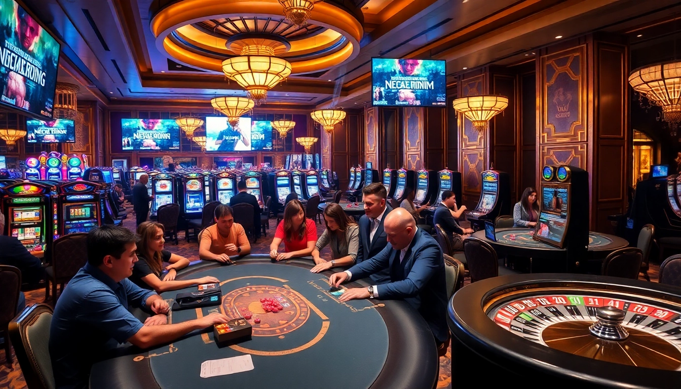 Players enjoy thrilling poker games and slots at newphim's luxurious casino, rich in excitement.
