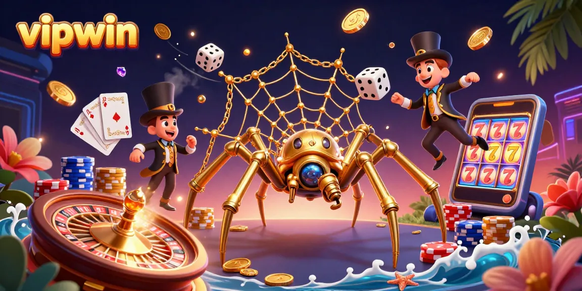 Experience exciting gameplay at vipwin with rich golden visuals and playful 3D elements.