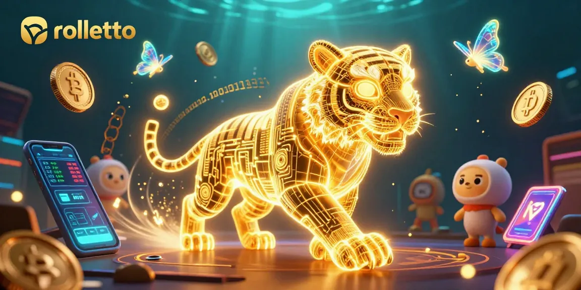 Experience lively gaming with rolletto's captivating digital casino illustration featuring vibrant 3D characters.