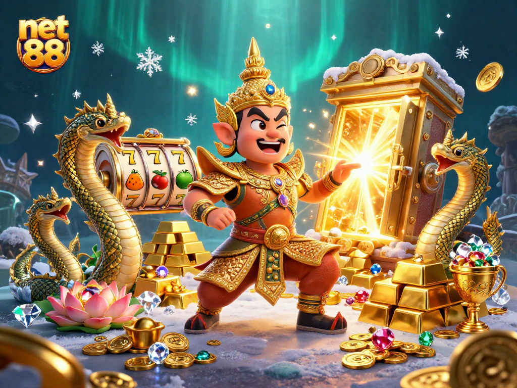 Spin the reels for big wins at net 88, featuring a Thai guardian and treasures.