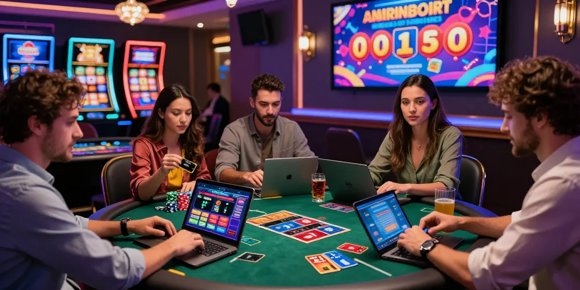 Players at crownwoods.org.uk enjoying vibrant online credit card casino games with colorful neon lights and promotional bonuses.