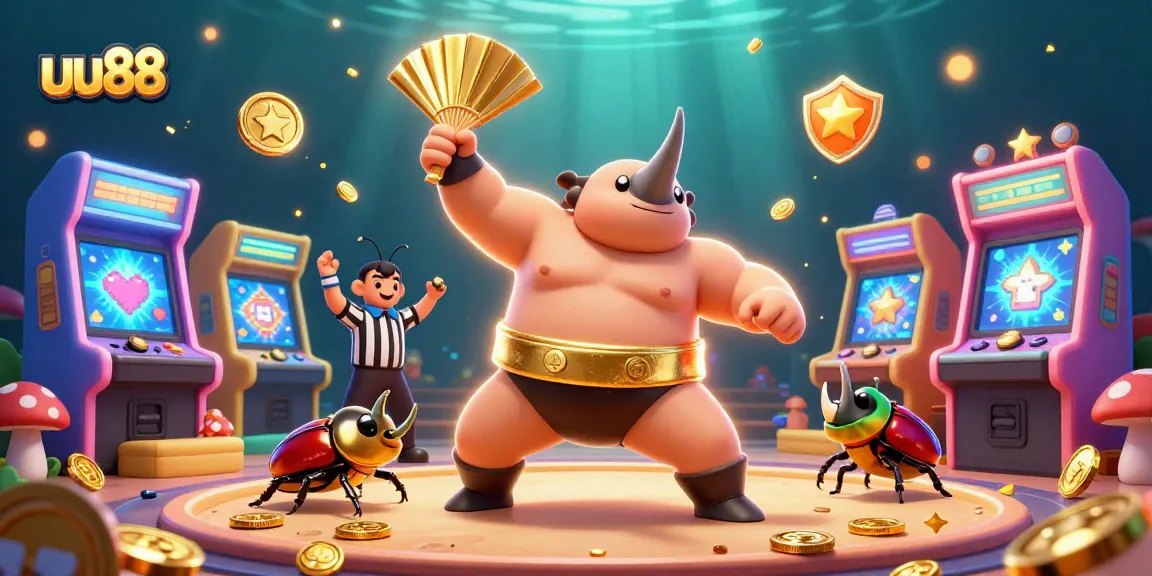 Experience thrilling moments with uu88's exciting casino games and competitions involving a sumo beetle champion.