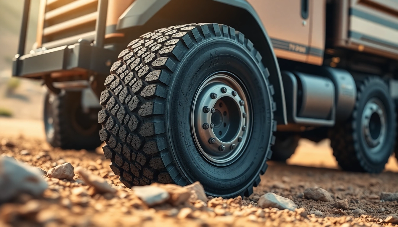 Close-up view of RR99 tire showcasing rugged tread design for on/off-road durability.