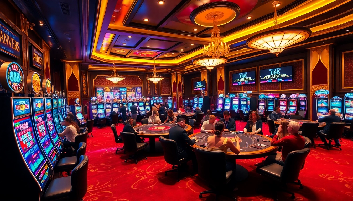 Experience thrilling gameplay at U88 casino, with colorful tables and engaged players.