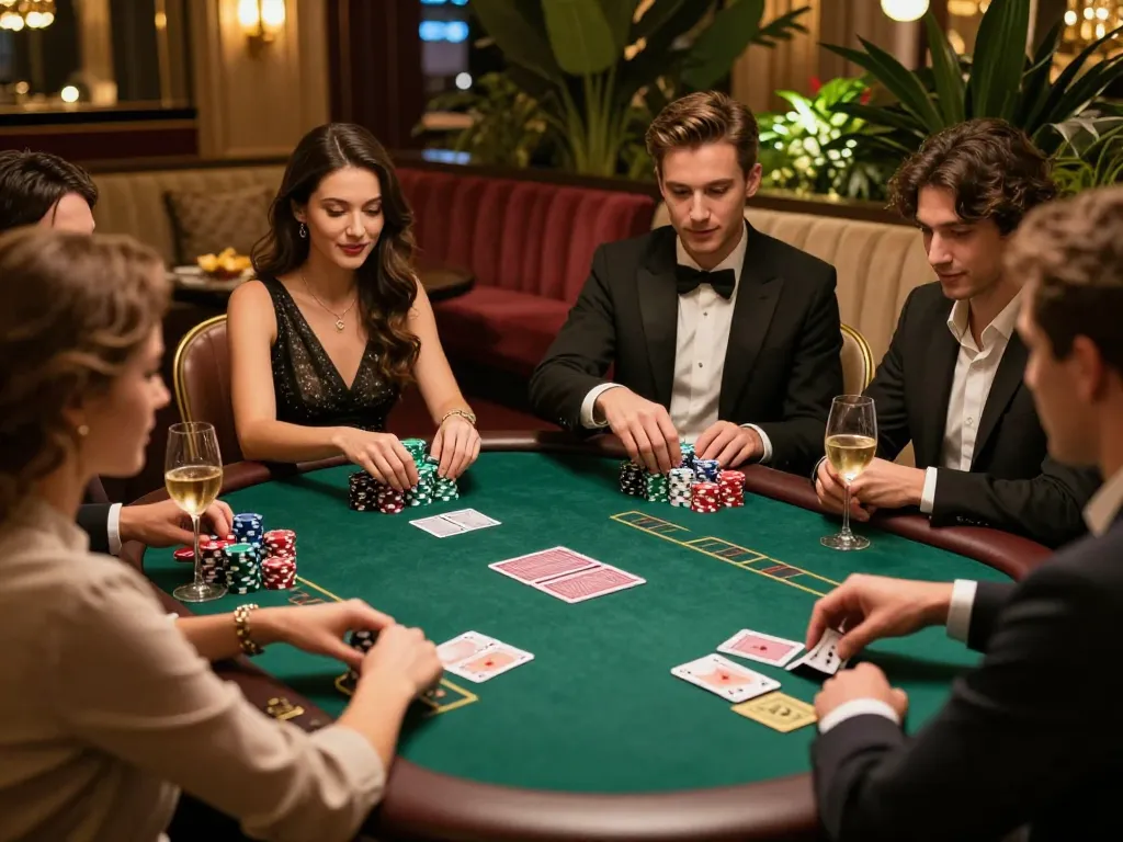 go99 players enjoying an exciting poker night with poker chips and cards on the table