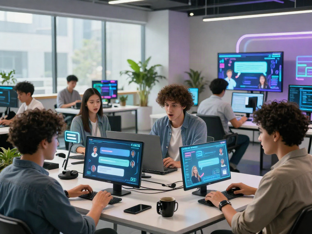 Exploring AI chat porn trends with diverse users engaging in vibrant digital communication.