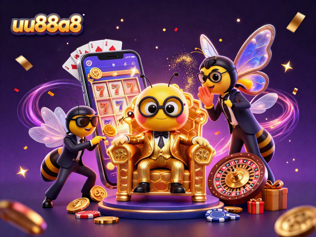 uu88a8 promotes exciting gameplay with a bumblebee mob boss and festive casino elements.
