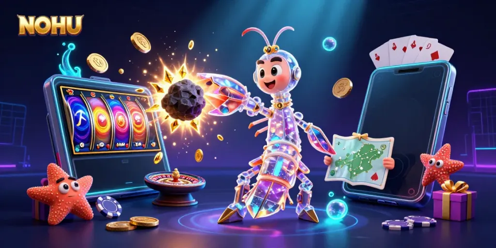 Experience the excitement of NOHU as the galactic mantis shrimp wins jackpots and treasures.