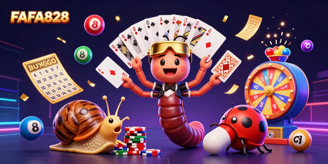 Join the thrill at FAFA828 with animated casino excitement and colorful lottery elements.