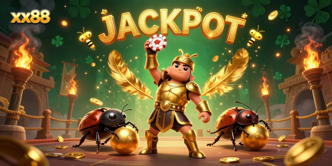 Win big at xx88 with a jackpot-filled gambling scene featuring vibrant characters and detailed elements.