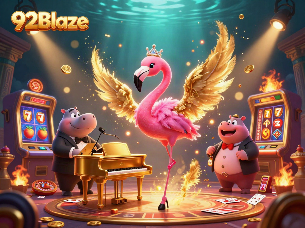 Experience winning excitement at 92Blaze's vibrant casino scene with engaging characters and thrilling game elements.