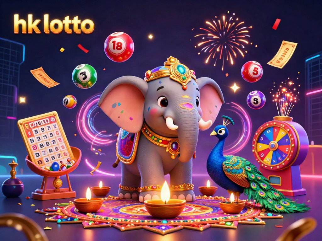 Engage with hk lotto excitement through a vibrant, colorful lottery celebration illustration featuring dynamic characters and elements.