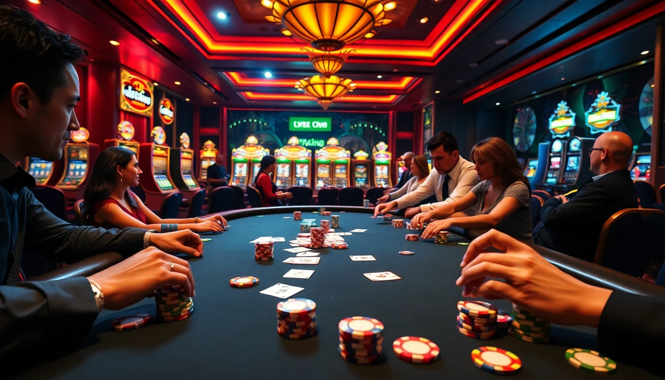 Action-packed poker scene at trang chủ 79king, highlighting colorful chips and skilled players.
