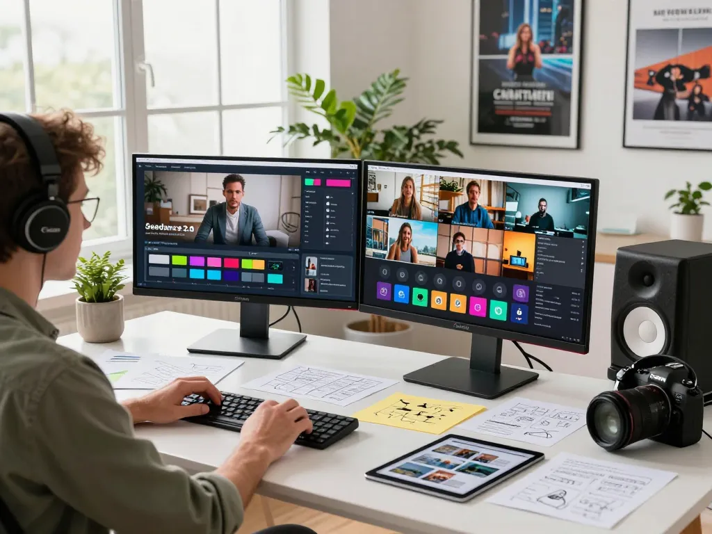 Creating with Seedance 2.0 AI in a modern video production workspace