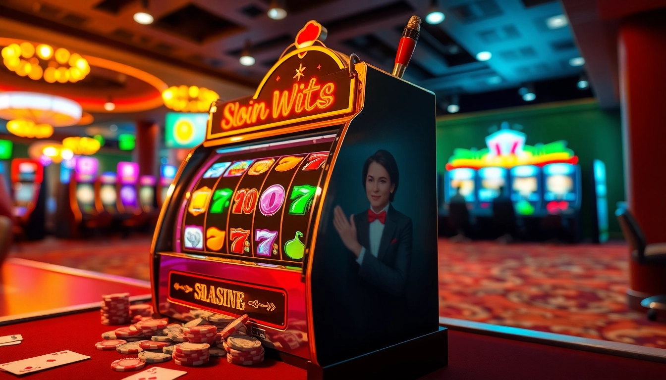 Slot gampang menang menonjol dalam suasana kasino yang ceria dan dinamis.