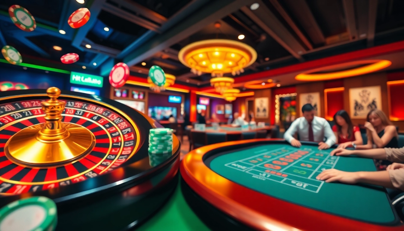 Experience the thrill of gambling at https://hitclub7.org/ with exciting roulette and engaged players at the casino table.