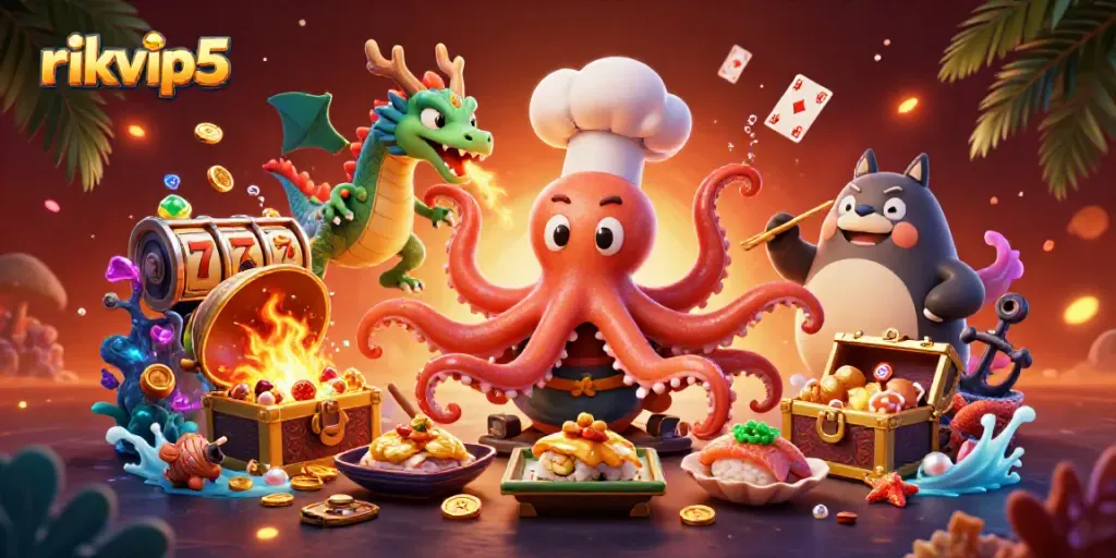 Experience thrilling gameplay with rikvip5's vibrant characters and engaging casino elements.
