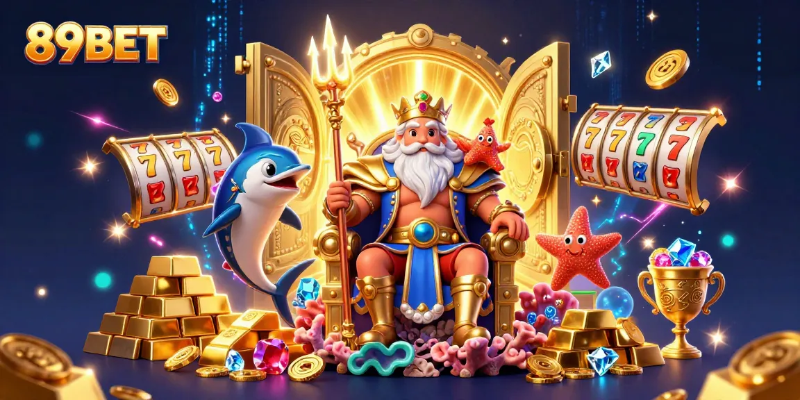 Engage in thrilling gameplay at 89BET, depicted with vibrant 3D characters and casino elements.