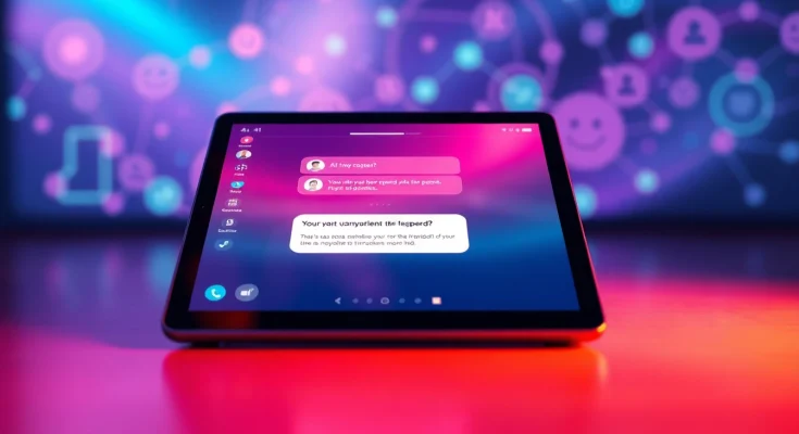Engaging ai sex chat interface on a tablet, showcasing intimate digital connection.