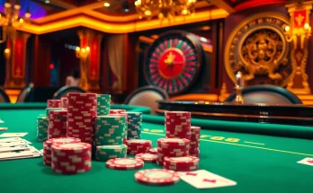 Engage in thrilling poker action at loto188.gb.net's luxurious casino with vibrant chips and cards.