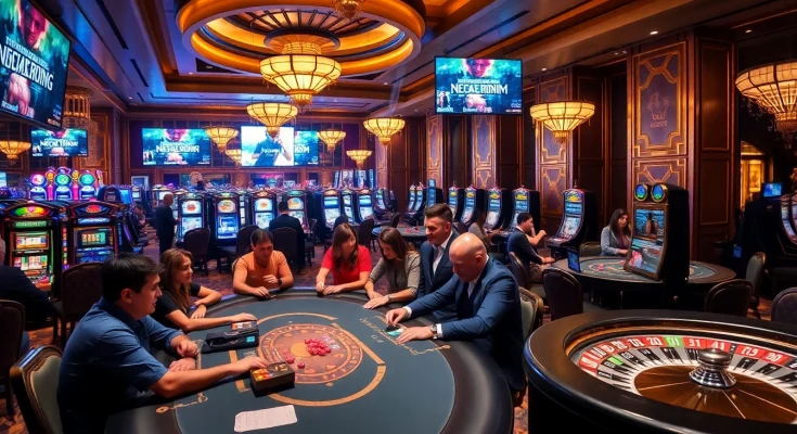 Players enjoy thrilling poker games and slots at newphim's luxurious casino, rich in excitement.