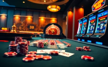 Experience the excitement of RR88 at a luxurious casino table with vibrant chips and cards.