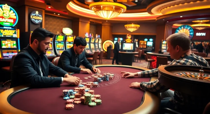 Engage with thrilling poker action at 88nn, surrounded by vibrant casino elements and dynamic gameplay.