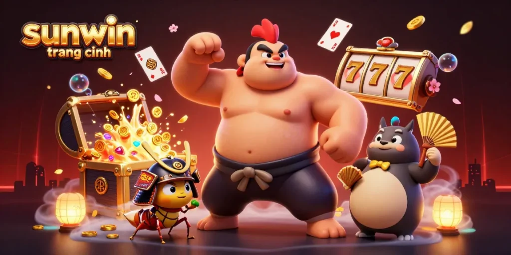 Experience the excitement of sunwin trang chính with a dynamic 3D scene featuring casino gaming elements.